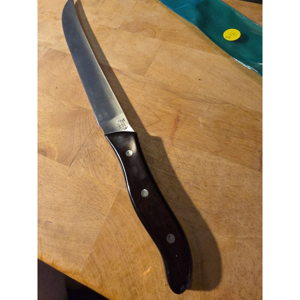 VTG Buck Knife 14" inches Wooden Handle Kitchen Knife